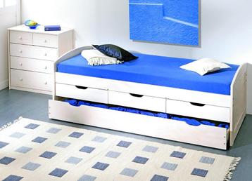 Eenpersoons kinderbed 90 x 200 cm met 3 lades en logeerbed beschikbaar voor biedingen