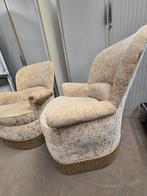 Set vintage clubzetel fauteuil zetel kuipzetel zeteltje, Stof, Ophalen of Verzenden, Zo goed als nieuw