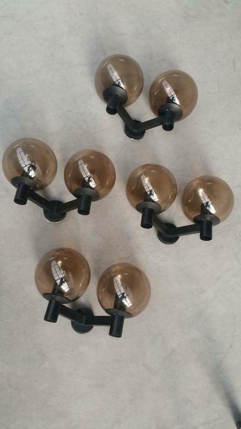 14x Vintage 70s Bega design wall lights smoked glass, Huis en Inrichting, Lampen | Wandlampen, Gebruikt, Glas, Metaal, Ophalen