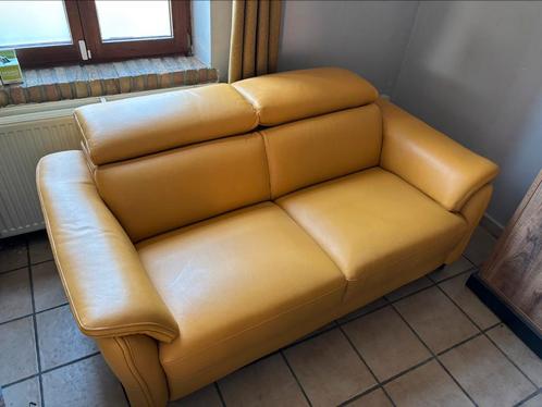 Salon en cuir moutarde, Huis en Inrichting, Zetels | Zetels, Zo goed als nieuw, Leer, Ophalen