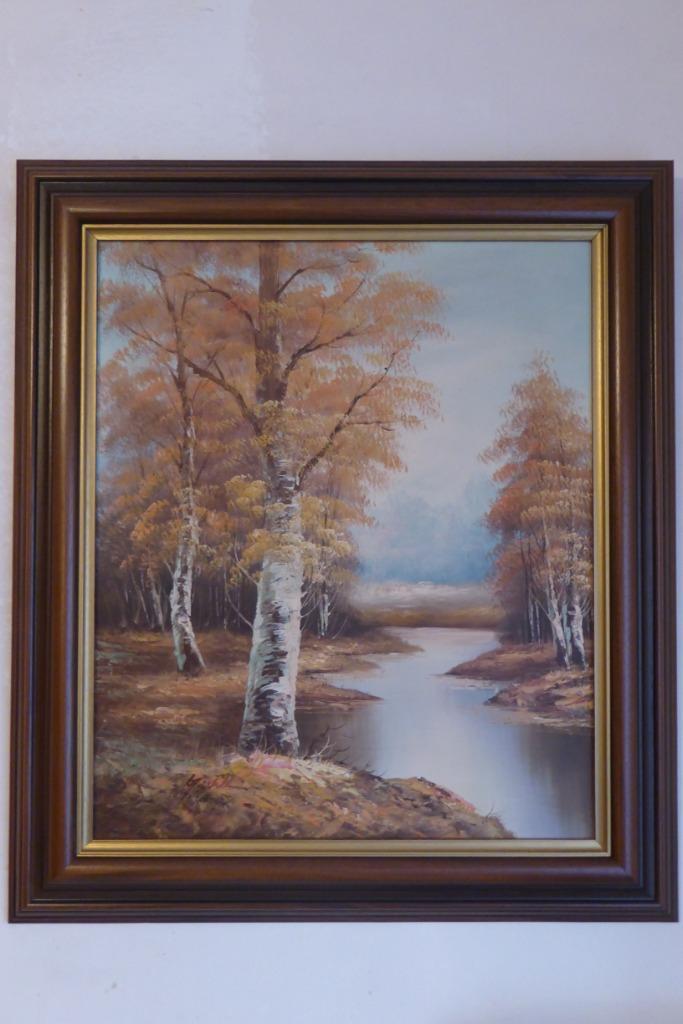 Tableau 76 x 67cms, peinture à l'huile, paysage forestier, Antiek en Kunst, Kunst | Schilderijen | Klassiek, Ophalen