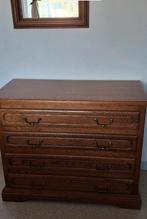 Eiken Commodekast met 4 lades en bijhorende spiegel, Huis en Inrichting, Kasten | Ladekasten, Ophalen, Gebruikt, Eikenhout