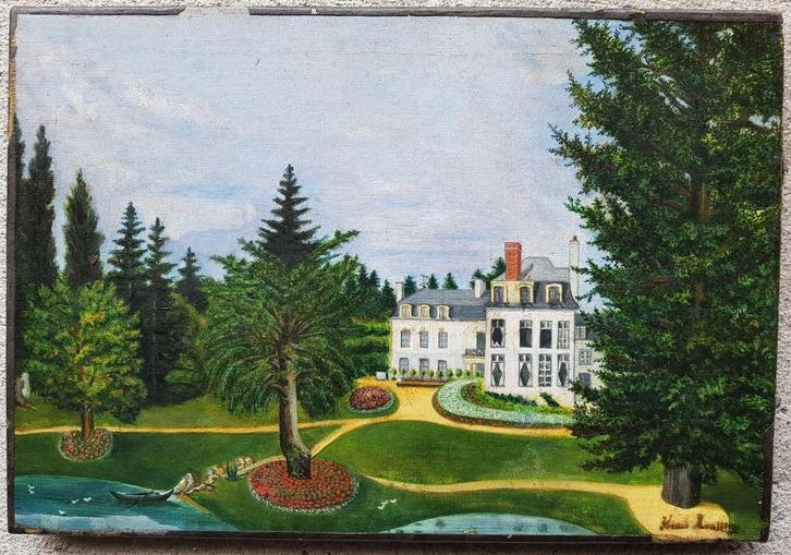 Olieverf op doek - Naïeve school c.1900 - Gesigneerd Henri R, Antiek en Kunst, Kunst | Schilderijen | Klassiek, Verzenden