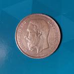 België 5 frank zilver Leopold II 1866 - extreem zeldzaam, Timbres & Monnaies, Monnaies | Belgique, Argent, Enlèvement ou Envoi