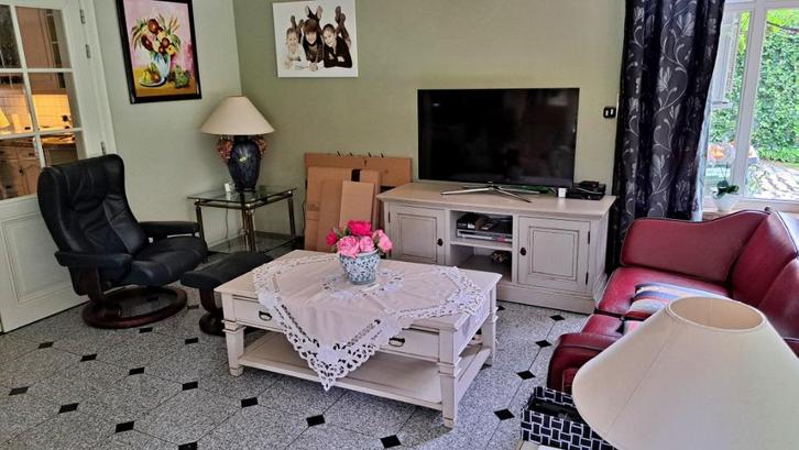 Complete zithoek, Huis en Inrichting, Zetels | Complete zithoeken, Zo goed als nieuw, Hout, Leer, Ophalen