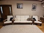 Bank en twee fauteuils, massief hout, zeer comfortabel, Ophalen, Gebruikt