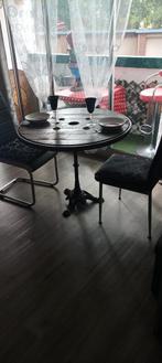 Table style bistro industriel vintage, Comme neuf, Noir, Enlèvement ou Envoi