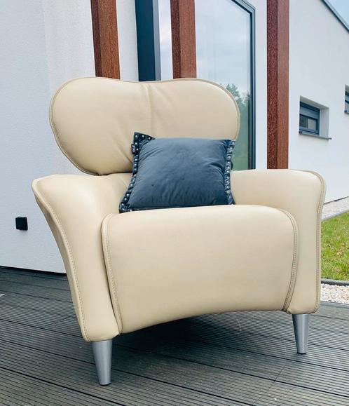 Prachtige design fauteuil in buffelleder, Huis en Inrichting, Stoelen, Leer, Ophalen of Verzenden