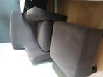 Bruine stoffen zetel + pouf, Huis en Inrichting, Fauteuils, Ophalen, Zo goed als nieuw
