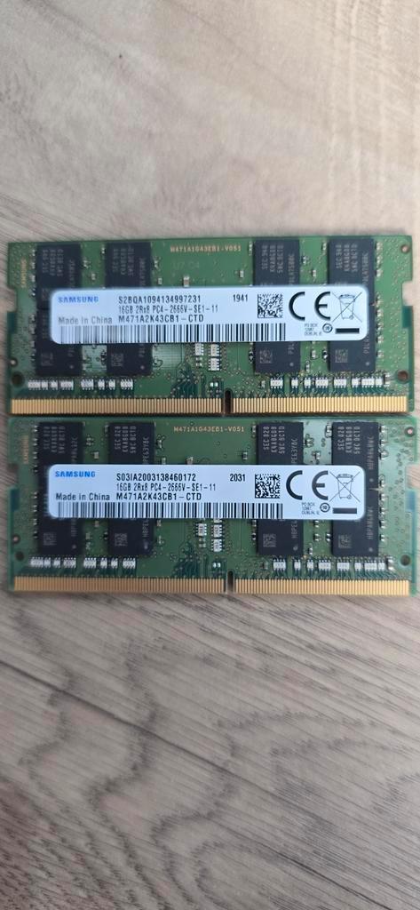 2x RAM Samsung 16 GB DDR4 2666 MHz 2Rx8 – 32 Go SODIMM, Computers en Software, RAM geheugen, Zo goed als nieuw, Laptop, DDR4, Ophalen of Verzenden