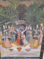 Traditioneel Indiaas Pichwai schilderij op stof, Antiquités & Art, Art | Lithographies & Sérigraphies, Enlèvement ou Envoi