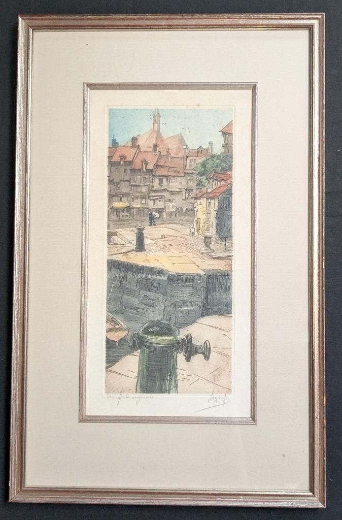 Lucien Le Garf (Veder) - ets - ingekaderd, Antiek en Kunst, Kunst | Etsen en Gravures, Ophalen of Verzenden