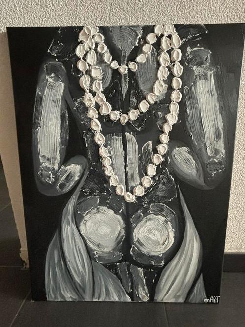 Vrouw met parelketting., Antiquités & Art, Art | Peinture | Moderne, Enlèvement