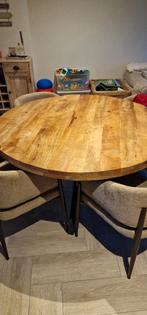 Ronde eettafel van mangohout (130x130cm), Huis en Inrichting, Tafels | Eettafels, Ophalen, Gebruikt, Rond, Industrieel, landelijk