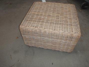 tafel;poef;wicker=83CMX45.50CM=nieuwe staat(+glas erop)80EUR beschikbaar voor biedingen