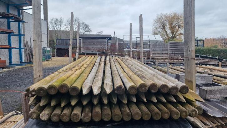 Tuinpalen 250cm / 6ø, Doe-het-zelf en Bouw, Hout en Planken, Nieuw, Overige typen, Grenen, 200 tot 250 cm, Minder dan 25 mm, Geïmpregneerd