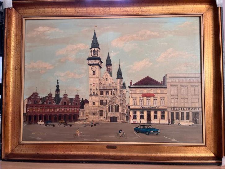 Schilderij ‘Grote markt van Aalst’, Antiek en Kunst, Kunst | Schilderijen | Klassiek, Ophalen