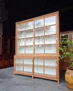 Hoge antieke schoolkast | Oude biologiekast teakhout #2487, Ophalen of Verzenden