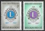 Belgie 1967 - Yvert 1404 -1405 - Lions Internationaal (PF), Verzenden, Postfris