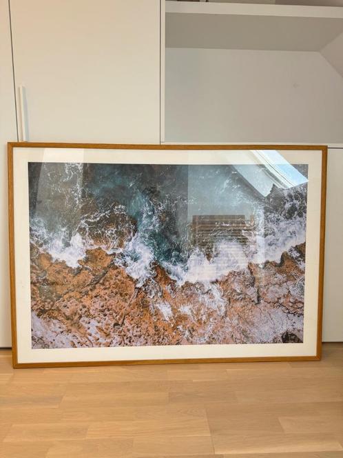 Grote kader / wanddecoratie kustlijn, Huis en Inrichting, Woonaccessoires | Wanddecoraties, Zo goed als nieuw, Ophalen