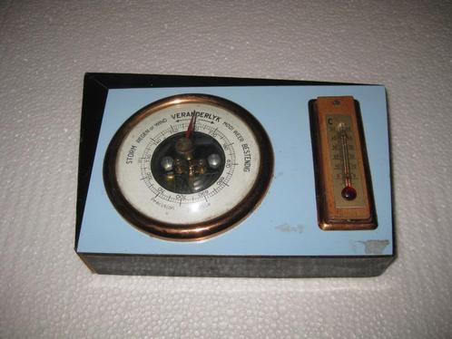 Retro weerstation - Barometer en thermometer., Audio, Tv en Foto, Weerstations en Barometers, Gebruikt, Weerstation, Ophalen of Verzenden