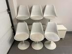 Retro kuipstoelen met tulpenvoet - 6 stuks, Huis en Inrichting, Ophalen, Retro 70's, Gebruikt, Wit