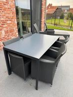 Tafel en 6 stoelen, Tuin en Terras, Ophalen, 6 zitplaatsen, Aluminium, Zo goed als nieuw