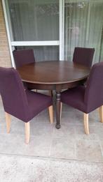 Eiken tafel en stoelen met nieuwe overtrek, Huis en Inrichting, Tafels | Eettafels, Ophalen, Gebruikt