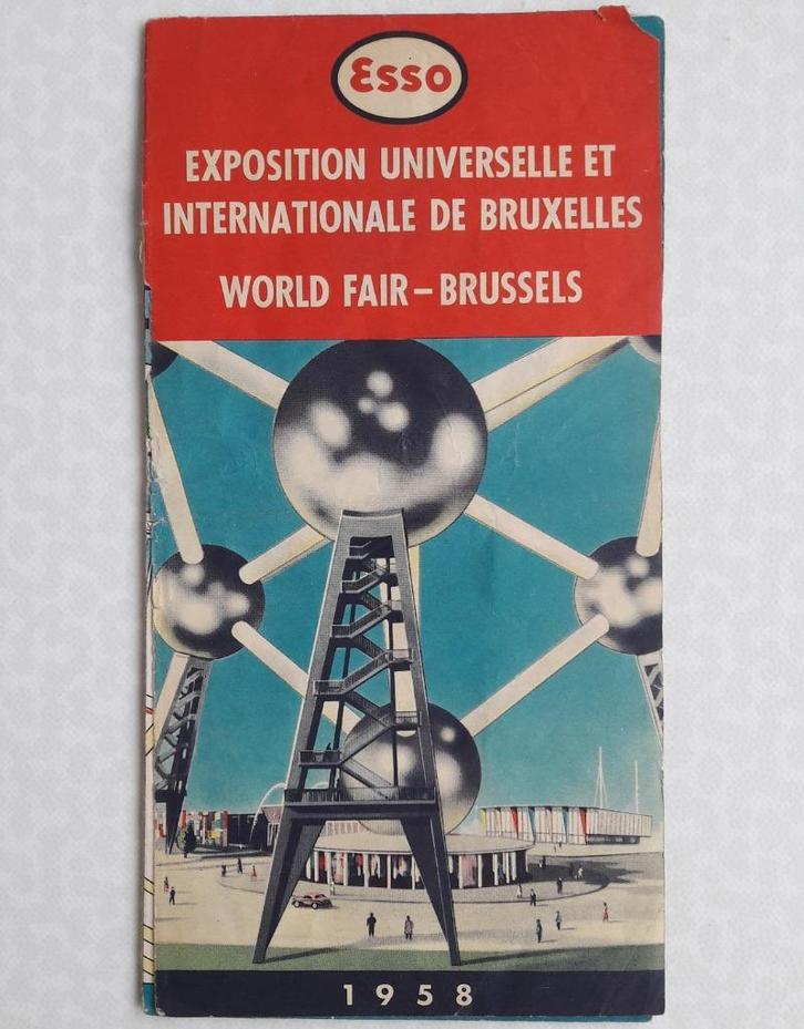 Expo 58 Plan de l'exposition universelle de Bruxelles Esso, Diversen, Overige Diversen, Gebruikt, Ophalen of Verzenden