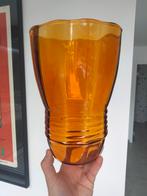 Brocante vaas glas Doyen oker, Ophalen of Verzenden