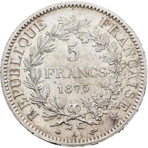 Frankrijk 5 frank, 1875 Hercules Muntteken "A" - Parijs, Postzegels en Munten, Munten | Europa | Niet-Euromunten, Losse munt, Frankrijk