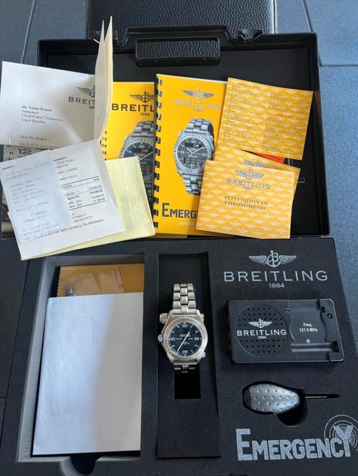 Breitling Emergency (Titanium) - Full Set, Handtassen en Accessoires, Horloges | Heren, Zo goed als nieuw, Polshorloge, Breitling