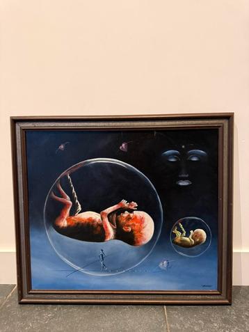Origineel surrealistisch schilderij – W. Roelans (1984) beschikbaar voor biedingen