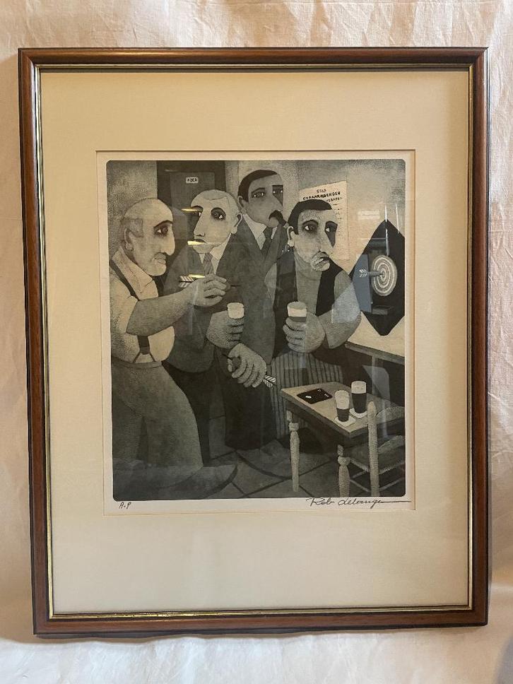 Litho Rob Delange "Vogelpikkers" ARTIESTENPRINT ZW/W 1994, Antiquités & Art, Art | Lithographies & Sérigraphies, Enlèvement