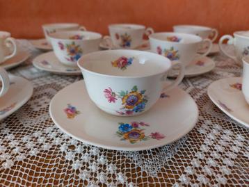 Koffieservies  Boudewijn Pioenroos (Petrus Regout Maastricht beschikbaar voor biedingen