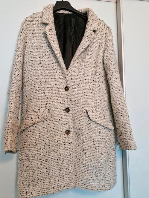 geklede mantel jas van IKKS, maat 38, Kleding | Dames, Jasjes, Kostuums en Pakken, Gedragen, Maat 38/40 (M), Wit, Ophalen of Verzenden