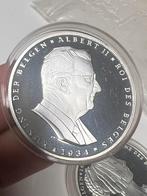 Belgie Alber II Konning zilveren penning, Ophalen of Verzenden