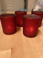 4 rode theelichten 1 maal gebruikt de 4 stuks voor 1 euro, Diversen, Ophalen, Zo goed als nieuw