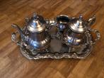 Service à café/thé avec plateau en métal argenté, Antiquités & Art, Argent