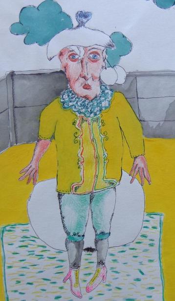 LIONEL VINCHE / STAANDE FIGUUR/ ORIGINEEL WERK / 42x30cm SIG beschikbaar voor biedingen