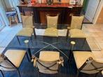 Mooie glazen tafel, buffet en stoelen, Ophalen, Zo goed als nieuw, 4 tot 6 stoelen