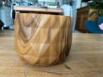 Bruine houtprint bloempot, Rond, Binnen, Ophalen of Verzenden, Zo goed als nieuw