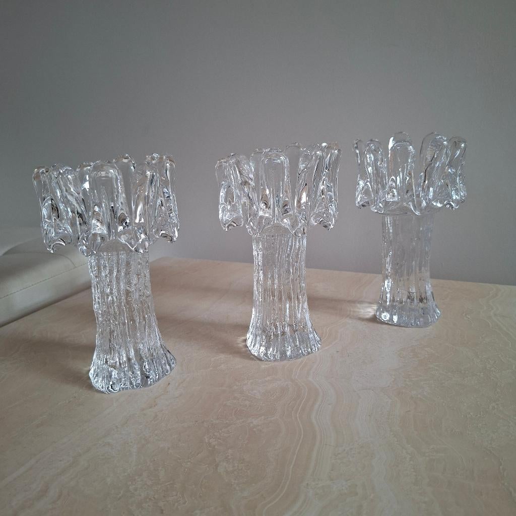 3 bougeoirs Sunflower par Kosta Boda, Antiquités & Art, Art | Objets design, Enlèvement