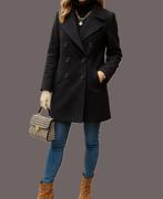 Thomas Burberry vintage wollen mantel maat 40/42, Kleding | Dames, Zwart, Maat 42/44 (L), Ophalen of Verzenden, Burberry