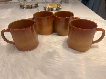 Set van 4 grote vintage mokken – Pyroblanc keramiek beschikbaar voor biedingen
