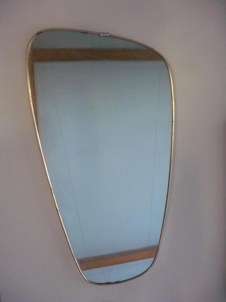 Knappe vintage asymmetrische spiegel fifties, Antiek en Kunst, Curiosa en Brocante, Ophalen of Verzenden