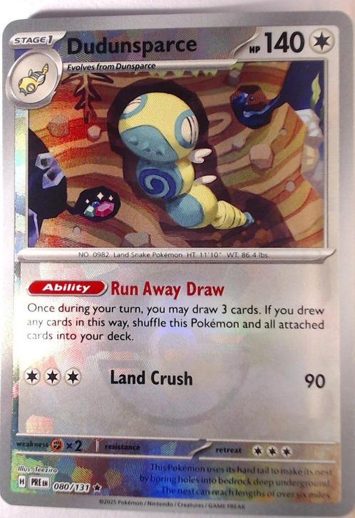 #34 - Poke ball holo - Dudunsparce - 080/131, Hobby en Vrije tijd, Verzamelkaartspellen | Pokémon, Nieuw, Losse kaart, Ophalen of Verzenden