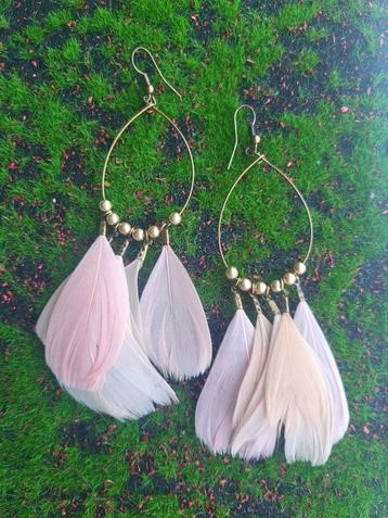 Boucles d'oreilles en plumes Boho, Enlèvement ou Envoi, Comme neuf