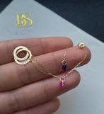 Armband robijn saffier goud 9K, Handtassen en Accessoires, Ophalen of Verzenden, Zo goed als nieuw, Met edelsteen, Rood