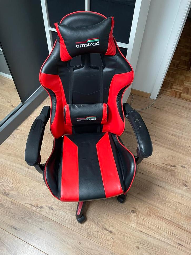 Chaise gaming AMSTRAD rouge/noire, Maison & Meubles, Chaises de bureau, Rouge, Enlèvement ou Envoi